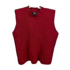 Eileen‎ Fisher Wool Red Sleeveless Mock Neck Sweater- Size Large